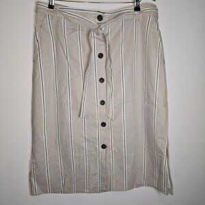 NWT Banana Republic Beige Striped A-Line Button-Front Skirt